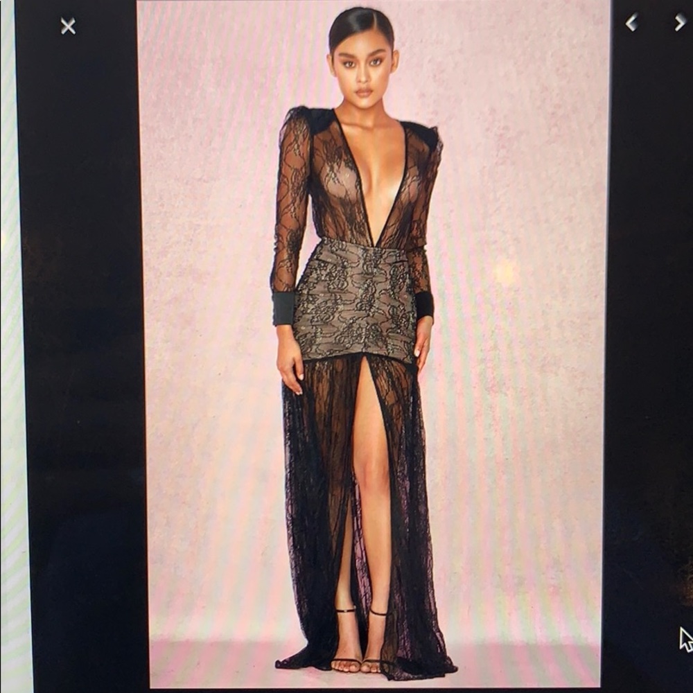 House of CB “Griffe” Black Lace Maxi Dress